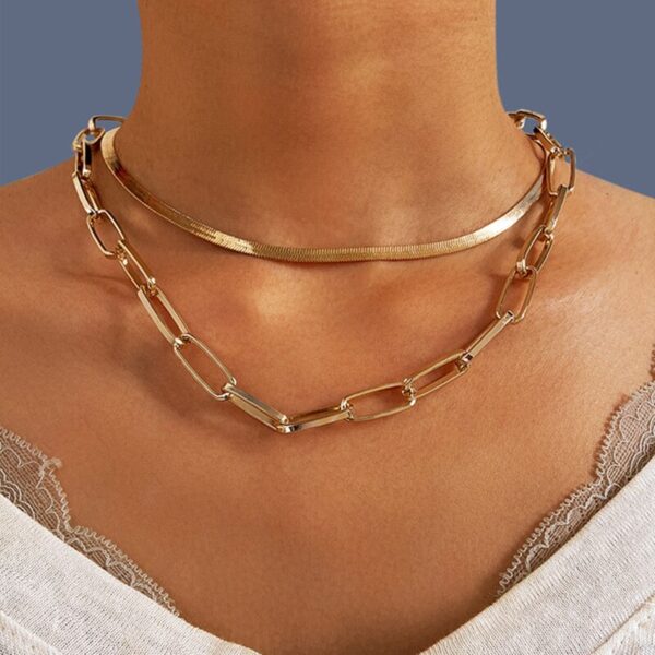 Modern Layered Paperclip Chain Necklace - Image 2