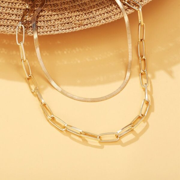 Modern Layered Paperclip Chain Necklace - Image 5