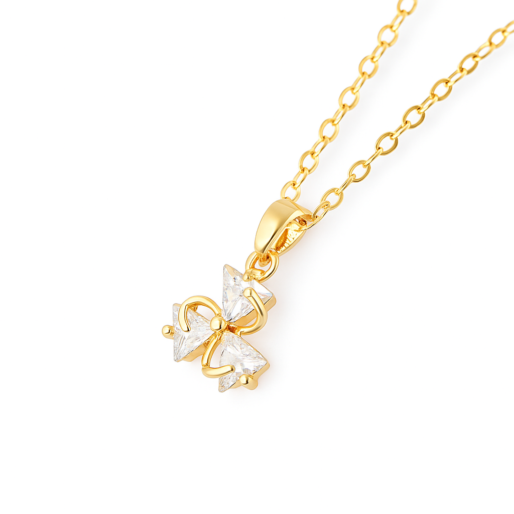 Crystal Bow Pendant Necklace - Image 3