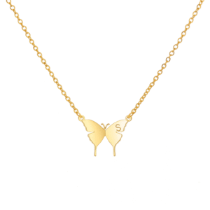 Stainless Steel Butterfly Necklace with S Initial