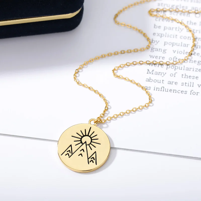 Golden Mountain Sunrise Stainless Steel Necklace - Image 5