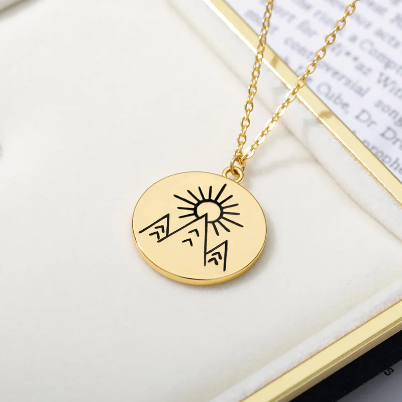 Golden Mountain Sunrise Stainless Steel Necklace - Image 4