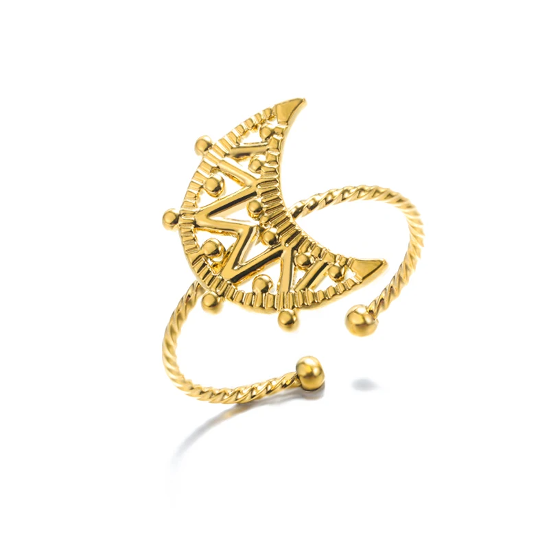 Boho Crescent Moon Stainless Steel Ring