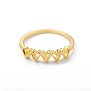 Linked Hearts Gold Stainless Steel Ring