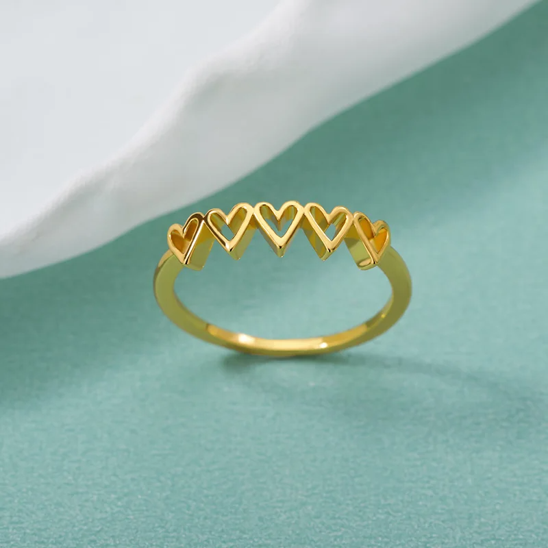 Linked Hearts Gold Stainless Steel Ring - Image 2